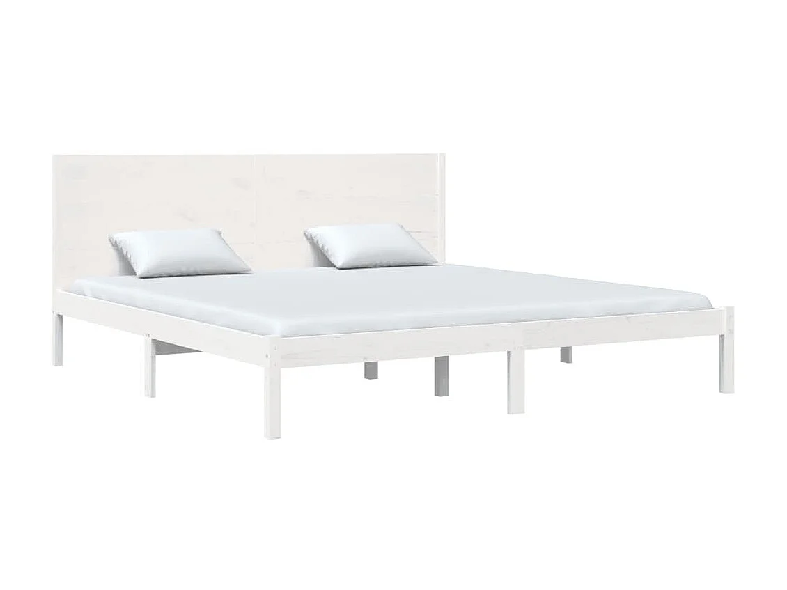 Lit-200x200 cm Blanc Bois de pin massif EGGB58882