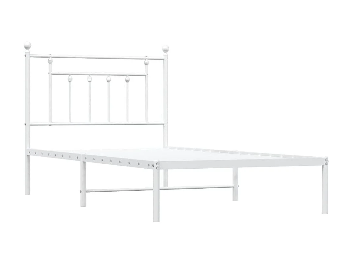 Lit-100x190 cm métal avec tête de lit blanc EGGB35160