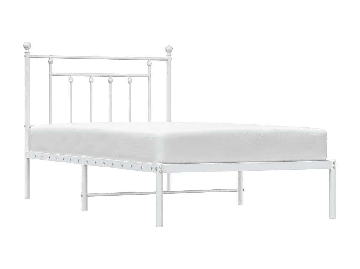 Lit-100x190 cm métal avec tête de lit blanc EGGB35160