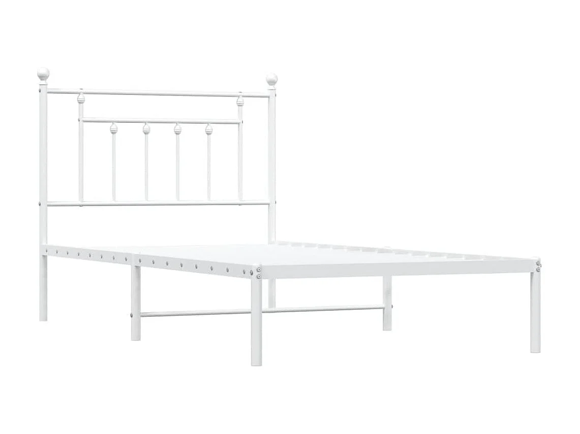 Lit-100x190 cm métal avec tête de lit blanc EGGB35160