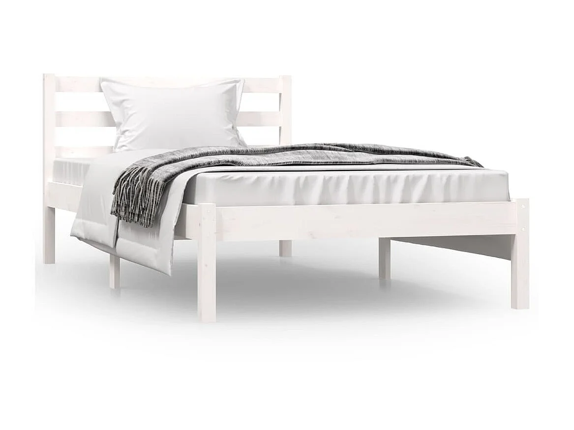 Lit-90x190 cm Bois de pin massif Blanc simple EGGB55078