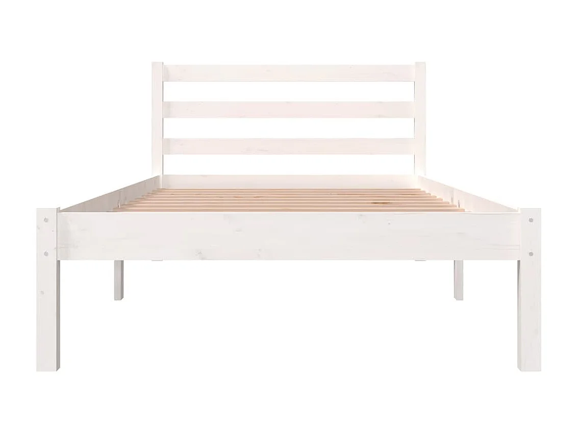 Lit-90x190 cm Bois de pin massif Blanc simple EGGB55078