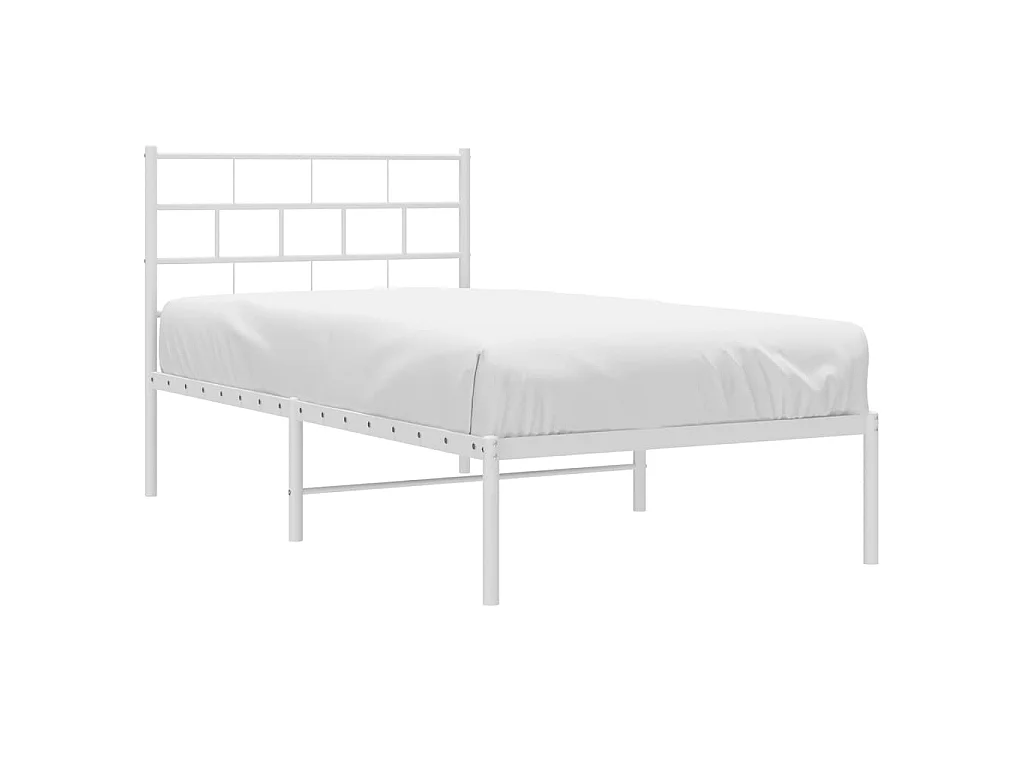 Lit-107x203 cm métal avec tête de lit blanc EGGB95986
