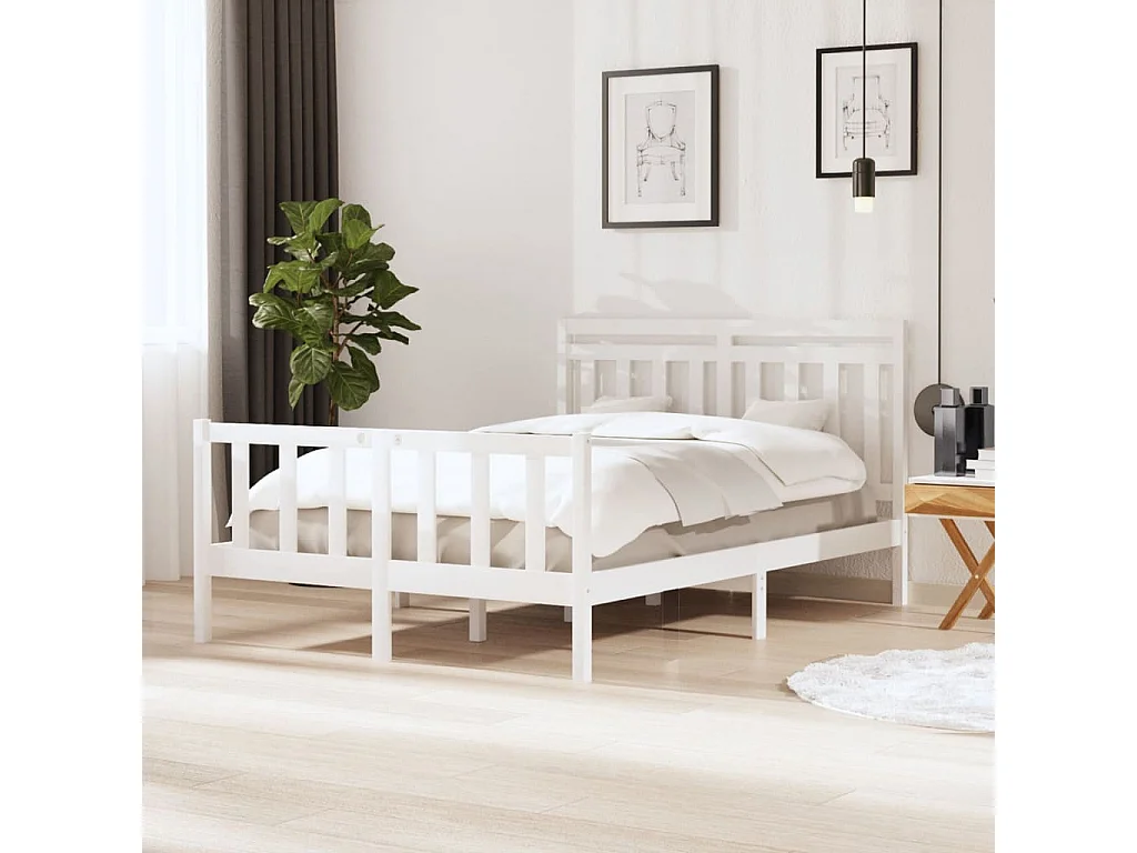 Bedframe massief hout wit 140x190 cm NL90613