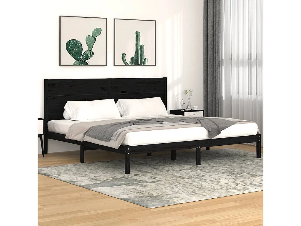 Bedframe massief grenenhout zwart 200x200 cm NL14532