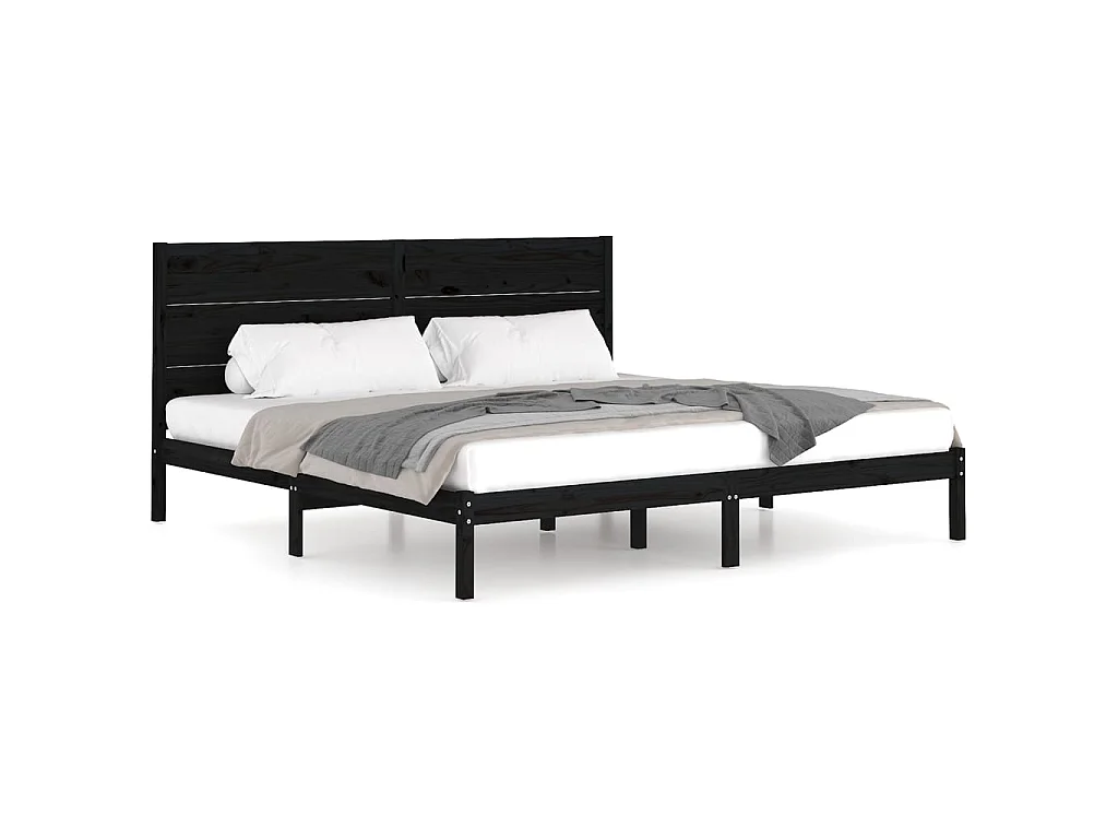 Bedframe massief grenenhout zwart 200x200 cm NL14532