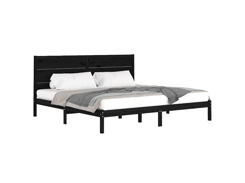 Bedframe massief grenenhout zwart 200x200 cm NL14532