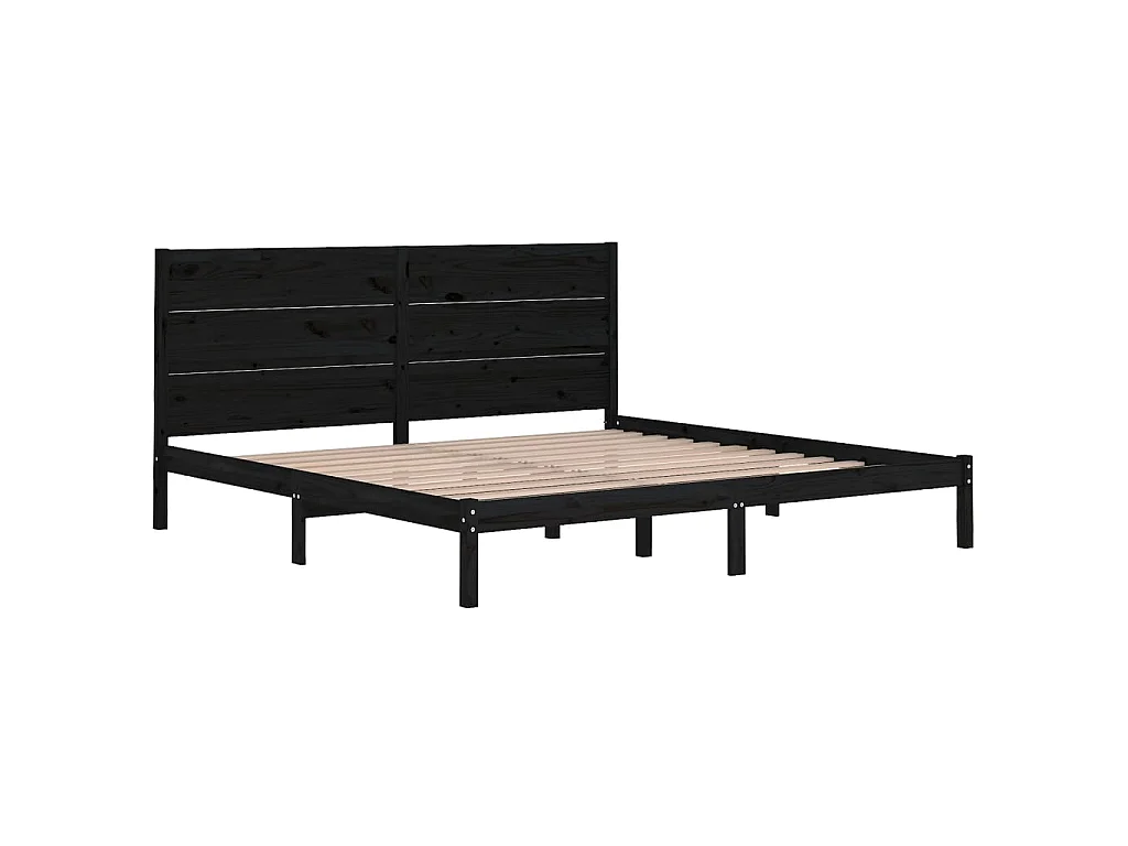 Bedframe massief grenenhout zwart 200x200 cm NL14532
