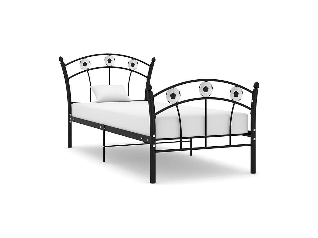 Lit-90x200 cm avec design de football Noir Métal EGGB85157
