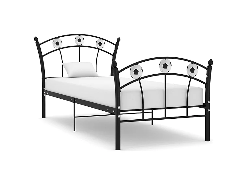 Lit-90x200 cm avec design de football Noir Métal EGGB85157