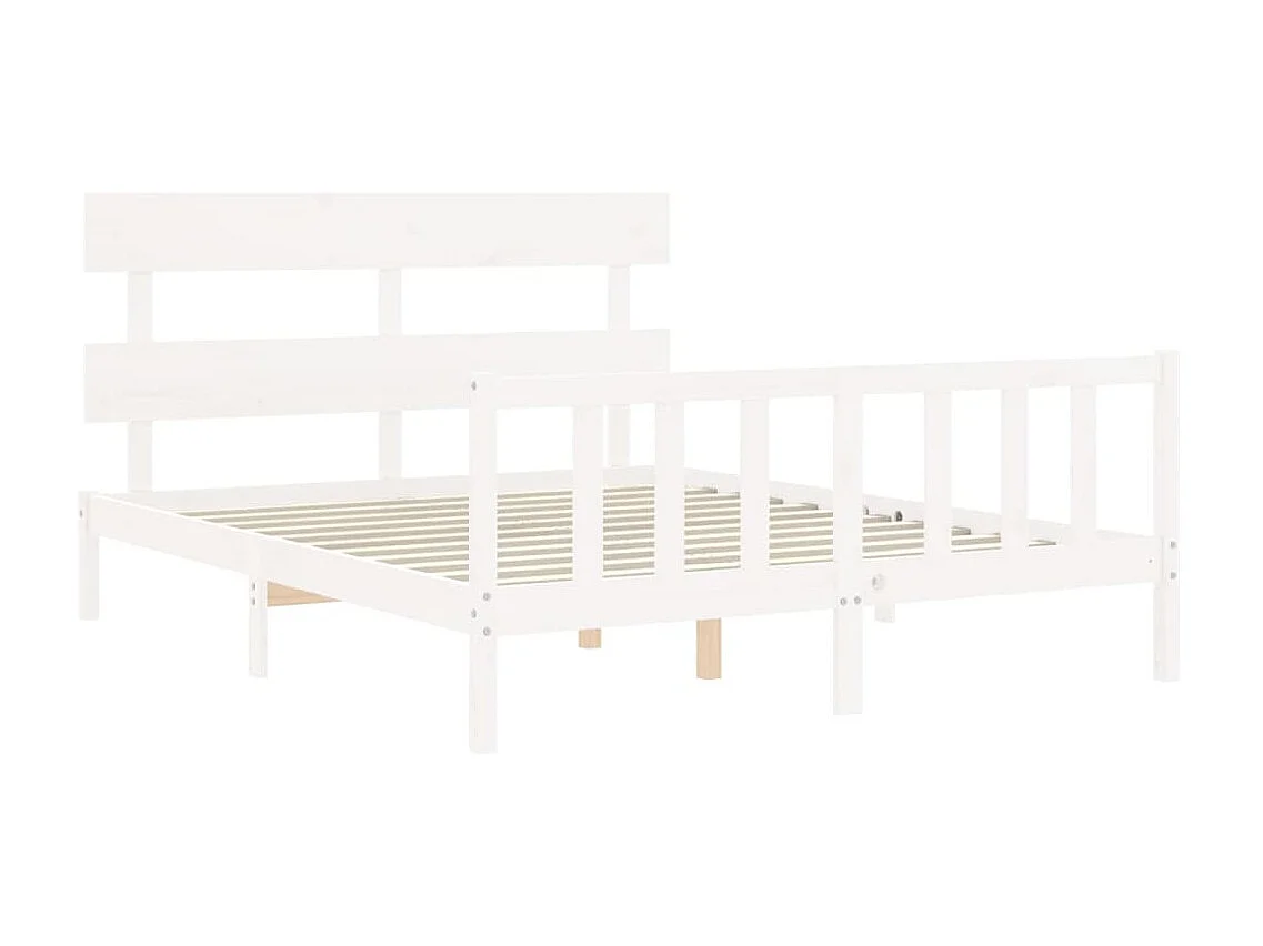 Lit-160x200 cm avec tête de lit blanc bois massif EGGB56202