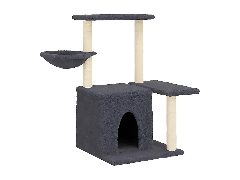 Árvore p/ gatos c/ postes arranhadores sisal 83 cm cinza-escuro PT521690