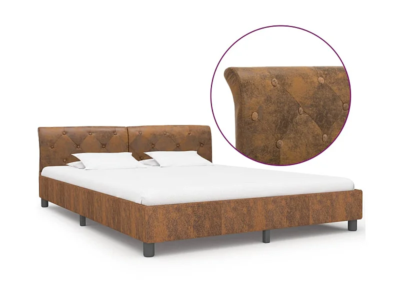 Cama 160x200 cm camurça artificial castanho PT892145