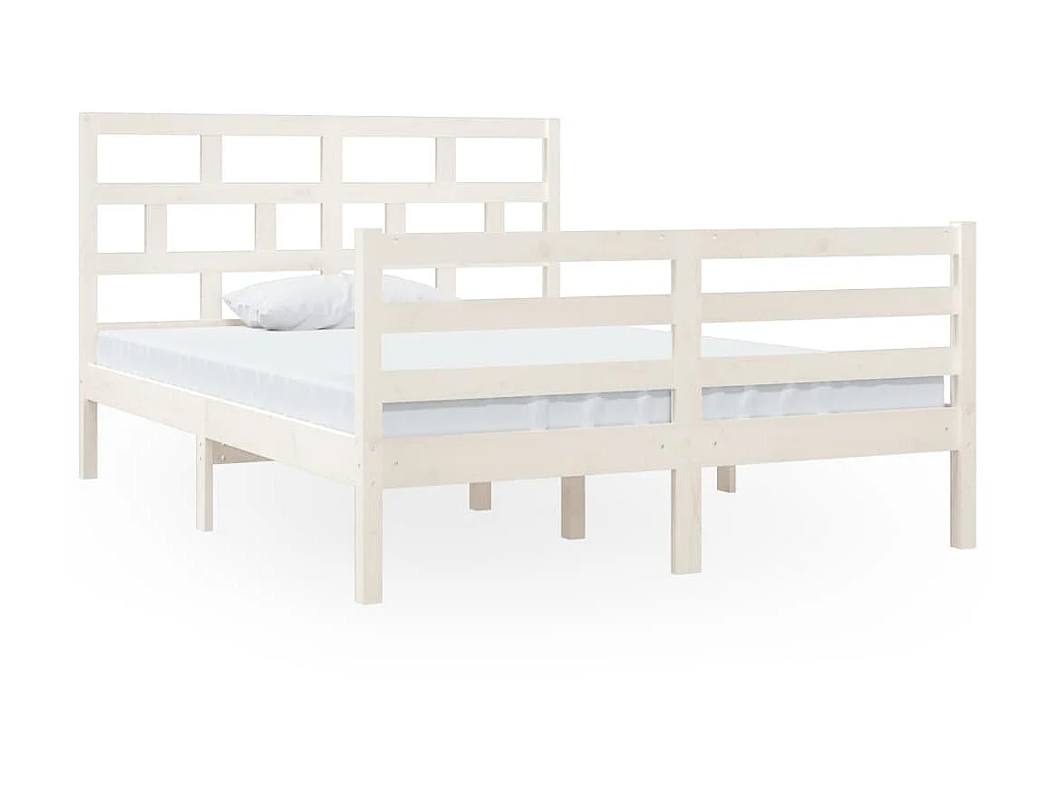 Lit-135x190 cm Blanc Bois massif Double EGGB78731