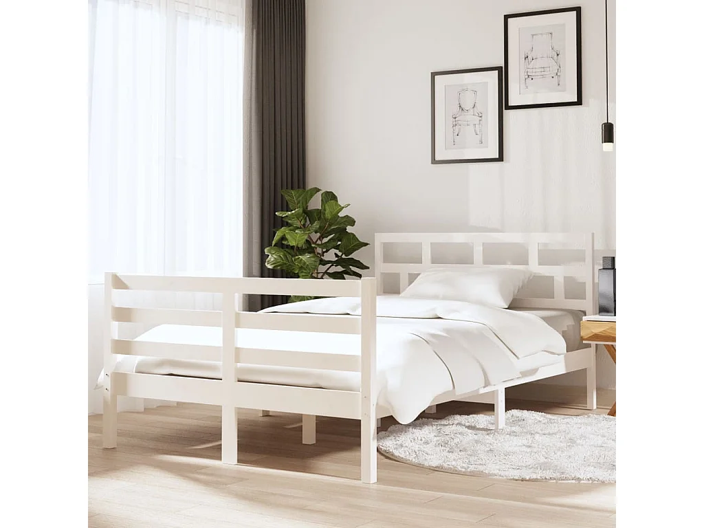 Bedframe massief hout wit 135x190 cm NL98138