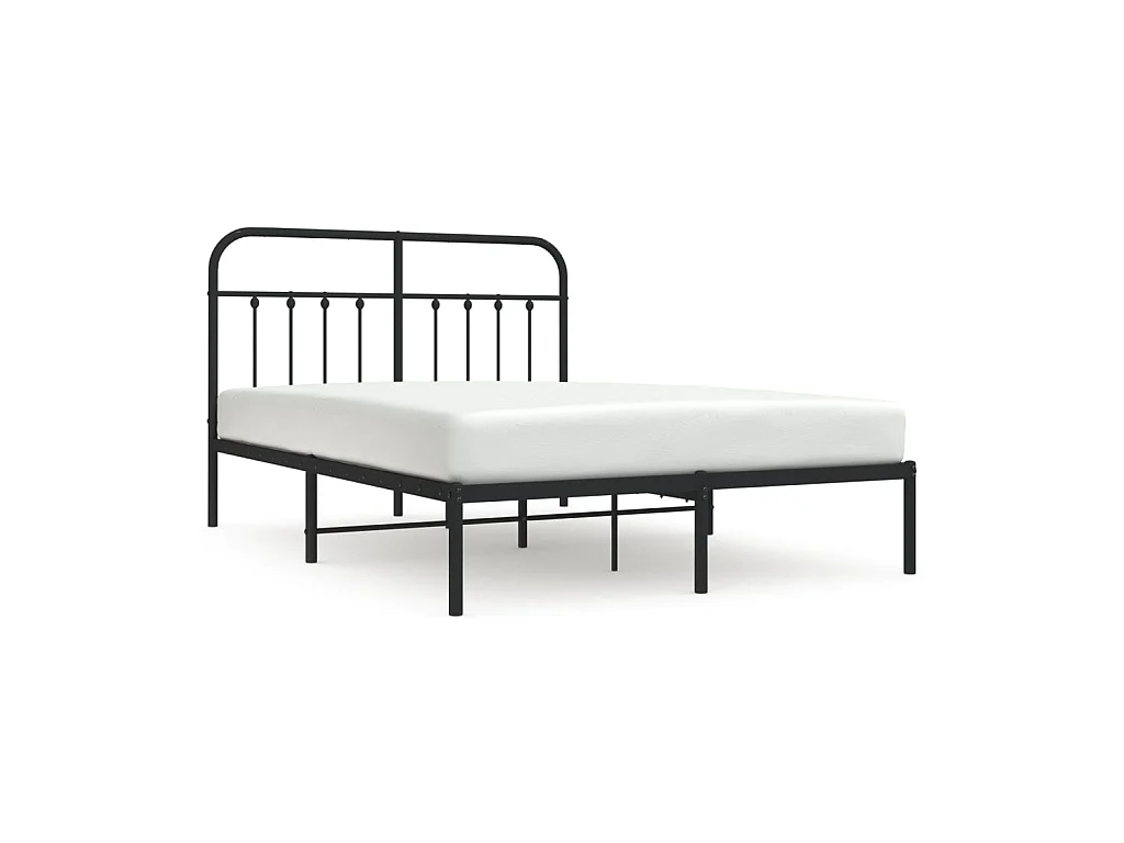 Cama 140x190 cm con cabecero metal negro ES10410