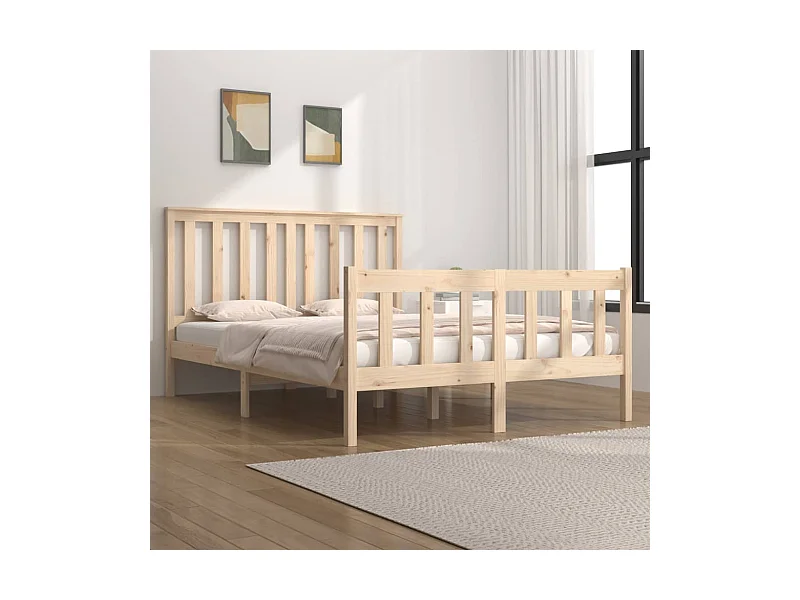 Lit-135x190 cm bois de pin massif double EGGB92329