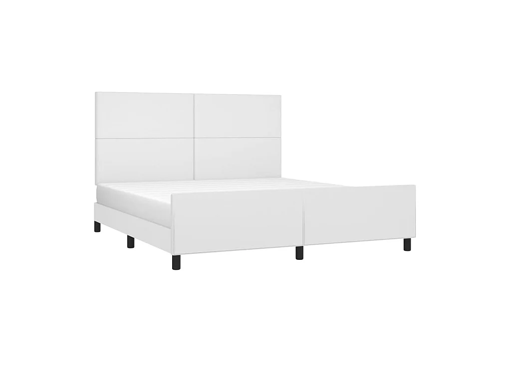Lit-160x200 cm avec tête de lit Blanc Similicuir EGGB49567