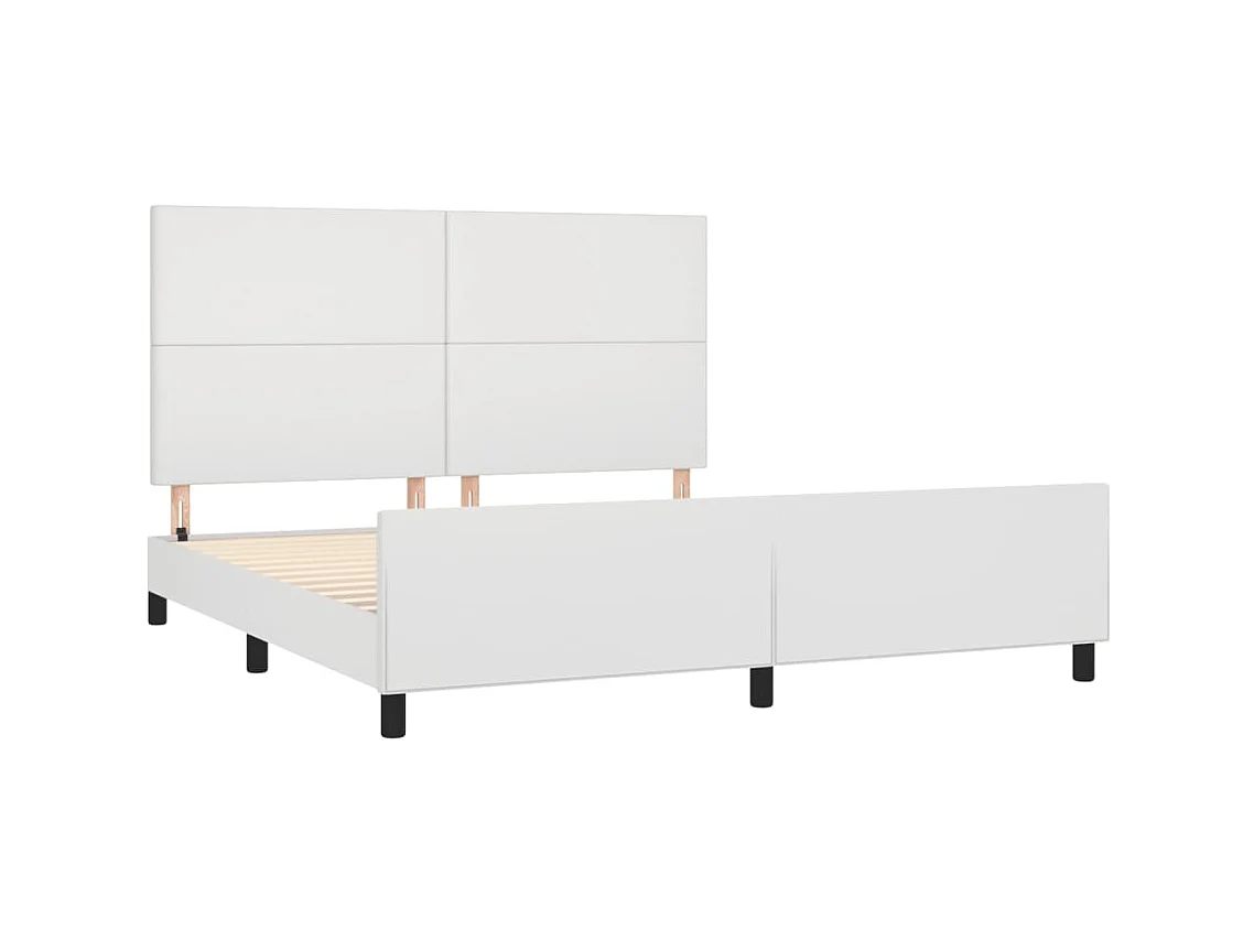 Lit-160x200 cm avec tête de lit Blanc Similicuir EGGB49567