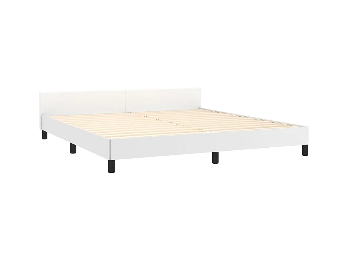 Lit-160x200 cm avec tête de lit Blanc Similicuir EGGB49567