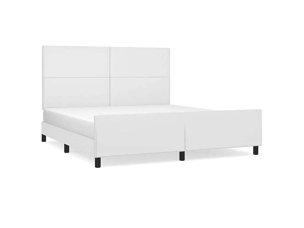 Cama c/ cabeceira 160x200 cm couro artificial branco PT180244