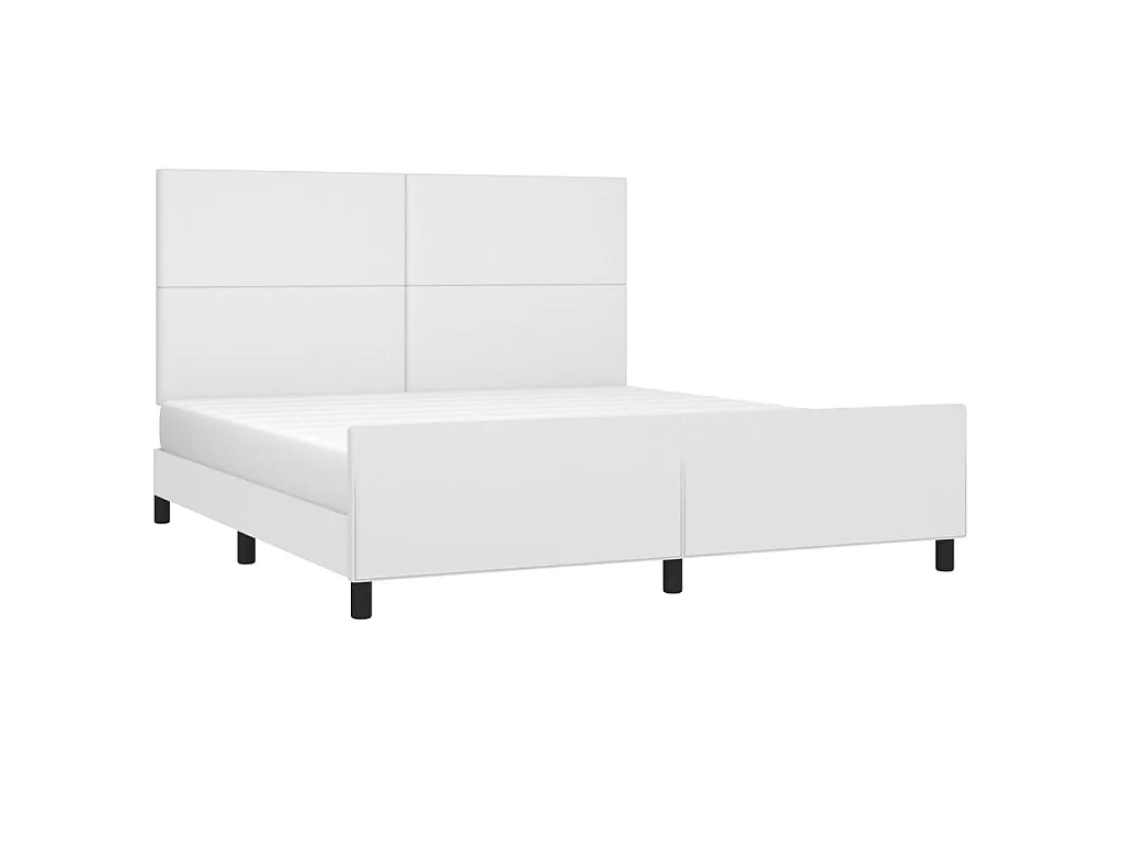 Cama c/ cabeceira 160x200 cm couro artificial branco PT180244