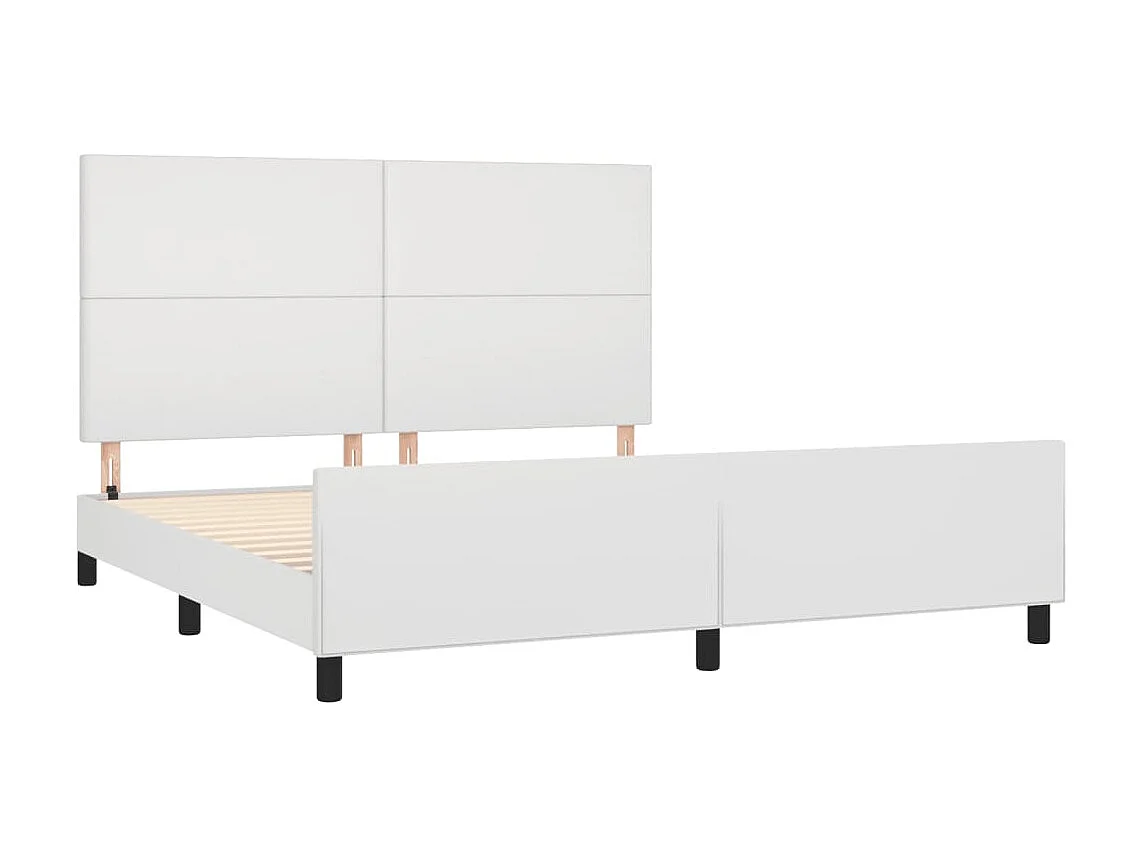 Cama c/ cabeceira 160x200 cm couro artificial branco PT180244