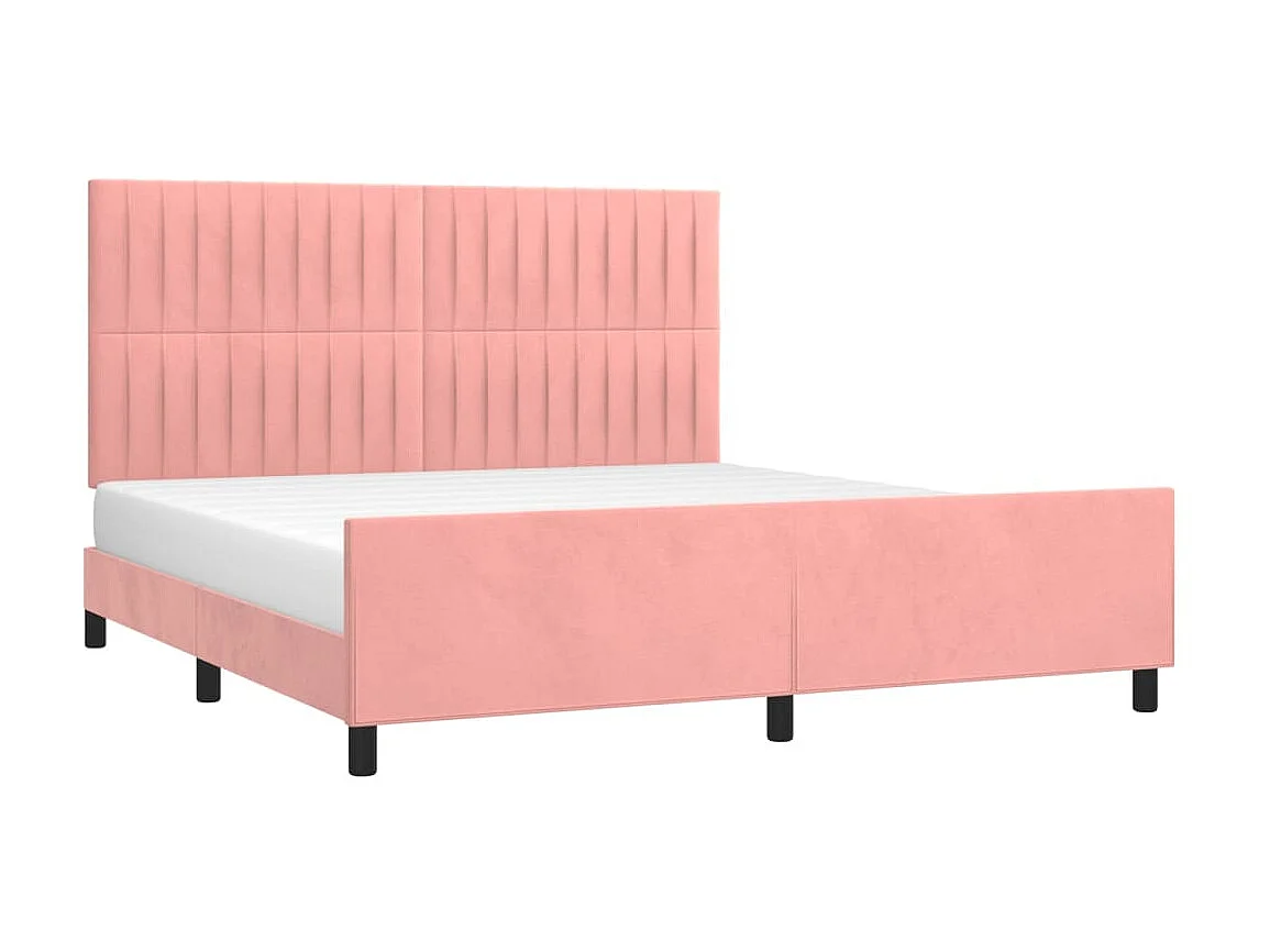 Cama c/ cabeceira 180x200 cm veludo rosa PT636968