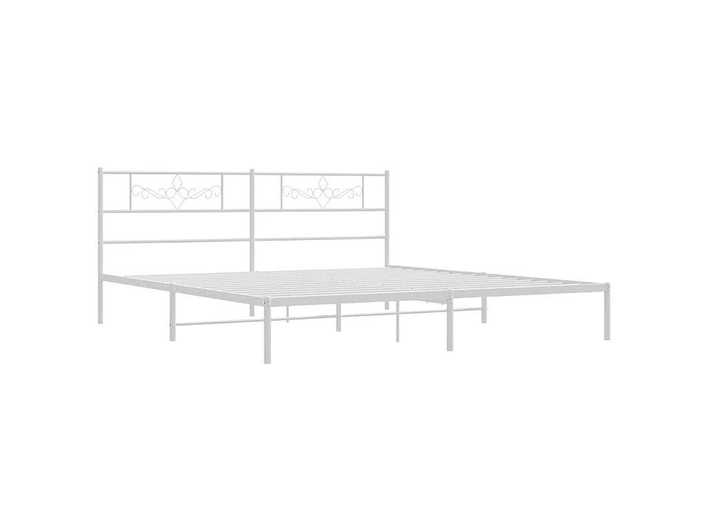 Cama com cabeceira 193x203 cm metal branco PT778052