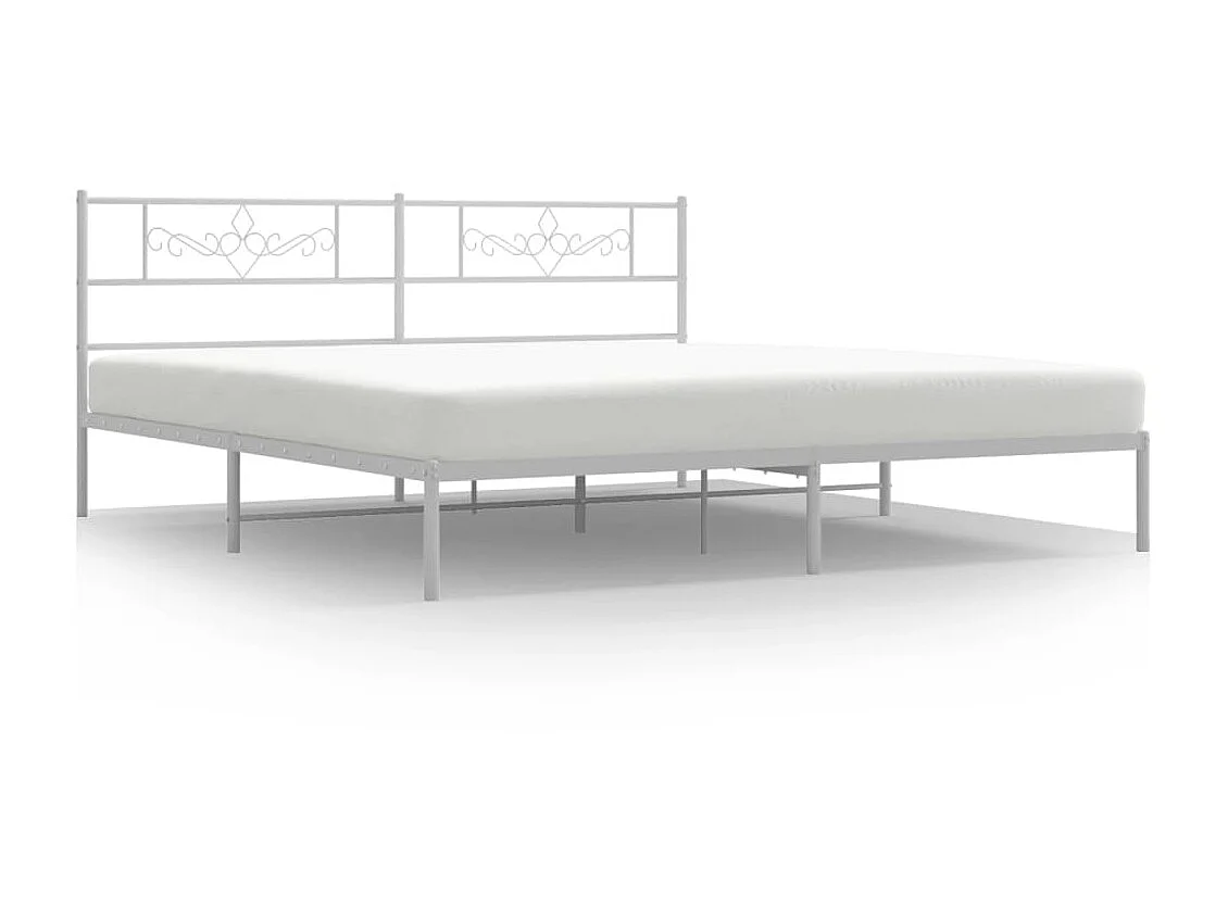 Cama com cabeceira 193x203 cm metal branco PT778052