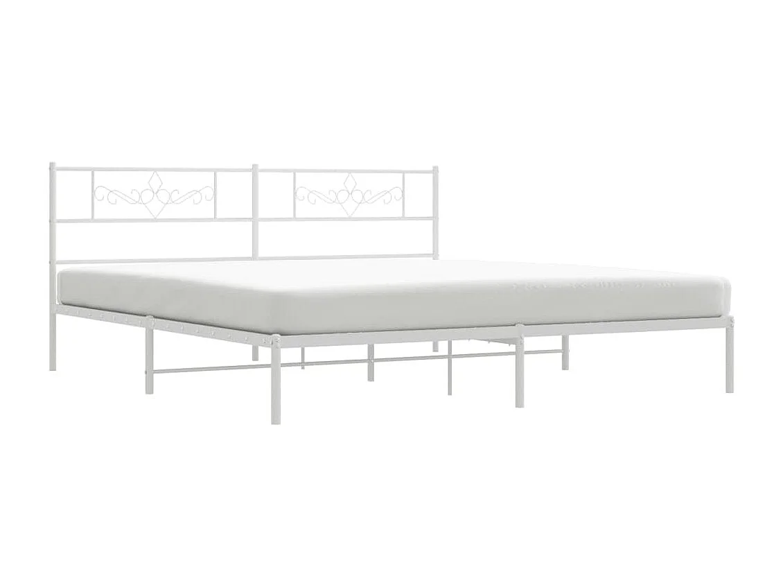 Cama com cabeceira 193x203 cm metal branco PT778052