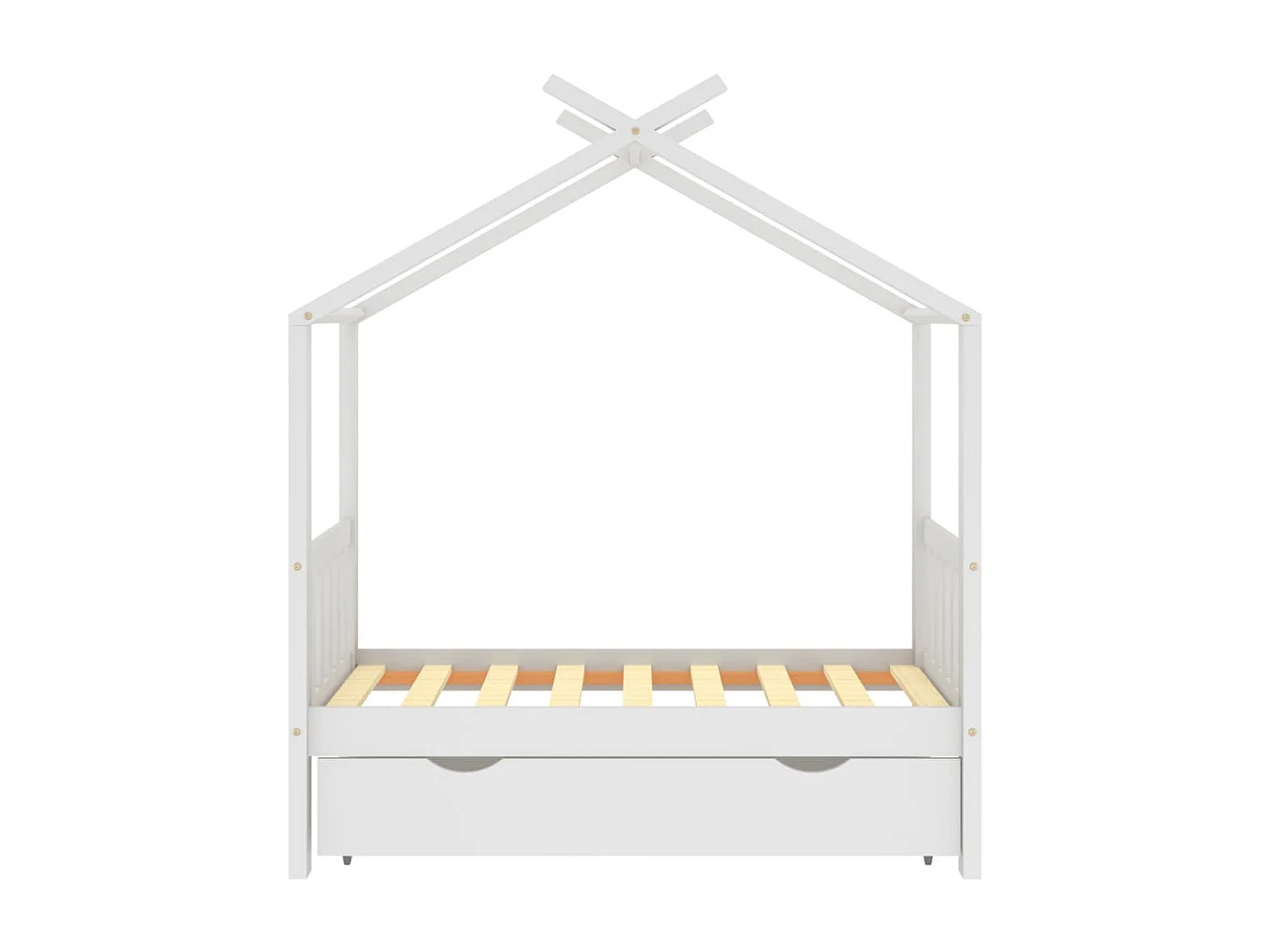 Cama criança c/ gaveta 70x140 cm pinho maciço branco PT414974