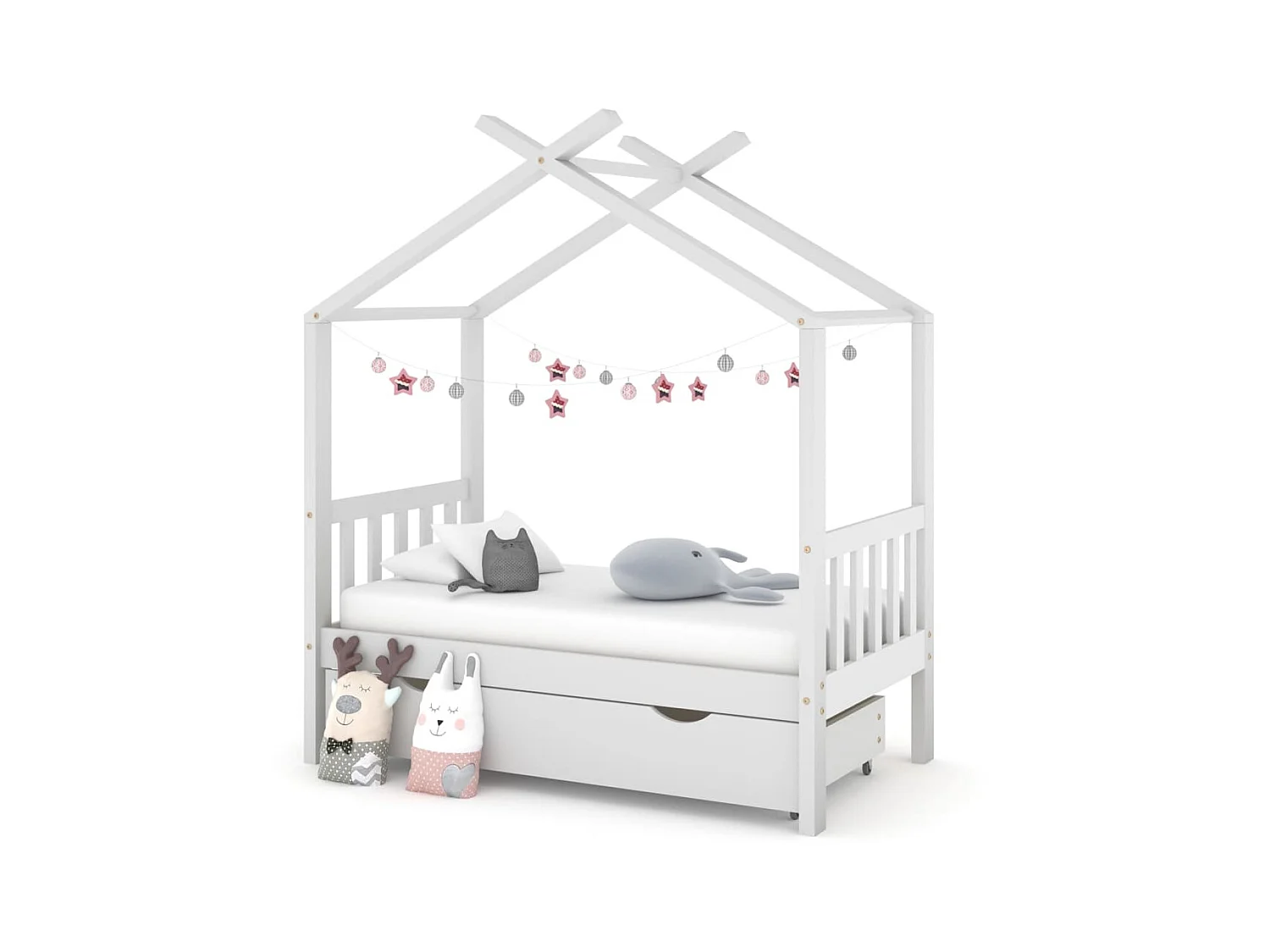 Lit-70x140 cm enfant avec tiroir blanc pin massif EGGB99090