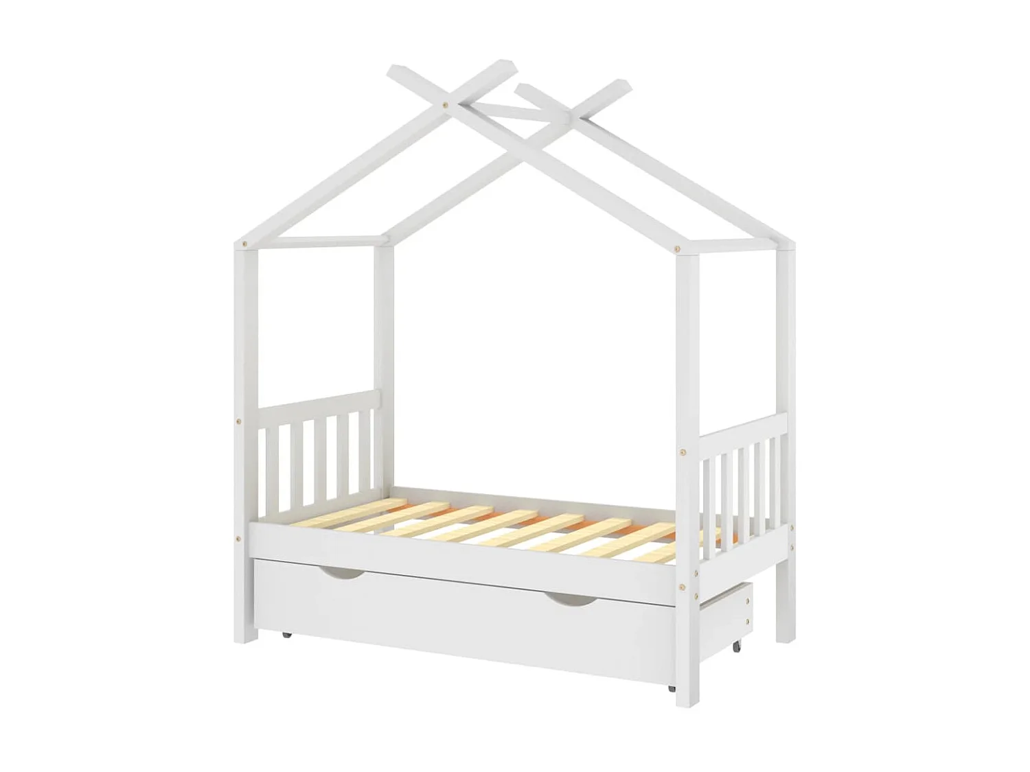 Lit-70x140 cm enfant avec tiroir blanc pin massif EGGB99090