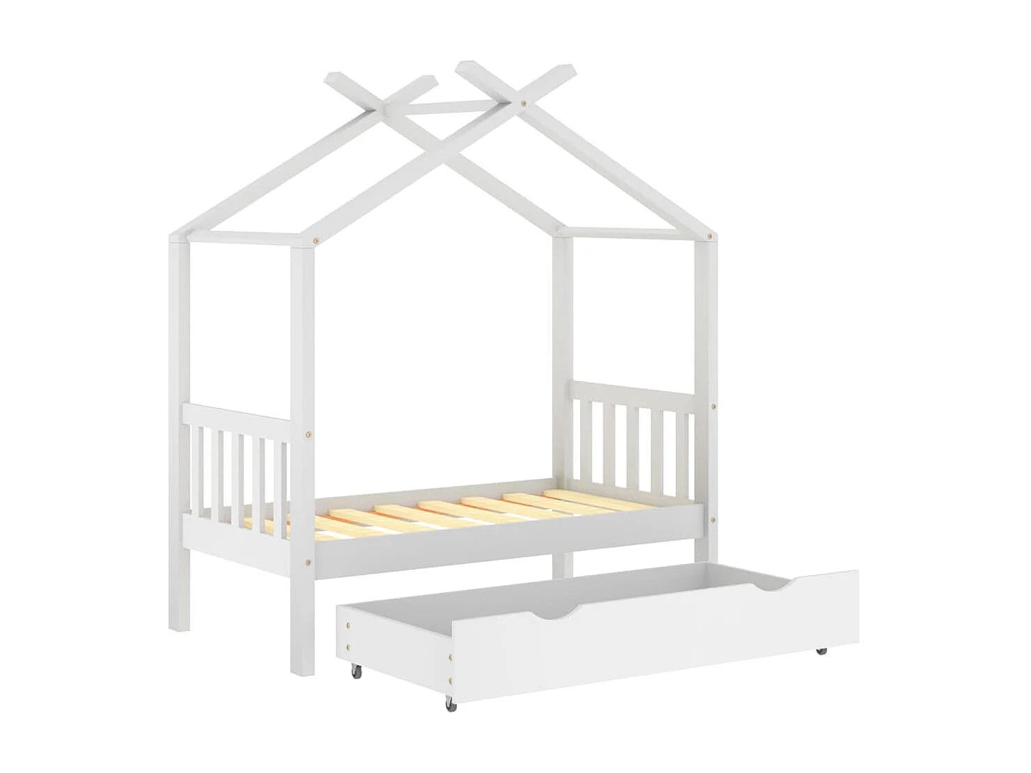 Lit-70x140 cm enfant avec tiroir blanc pin massif EGGB99090