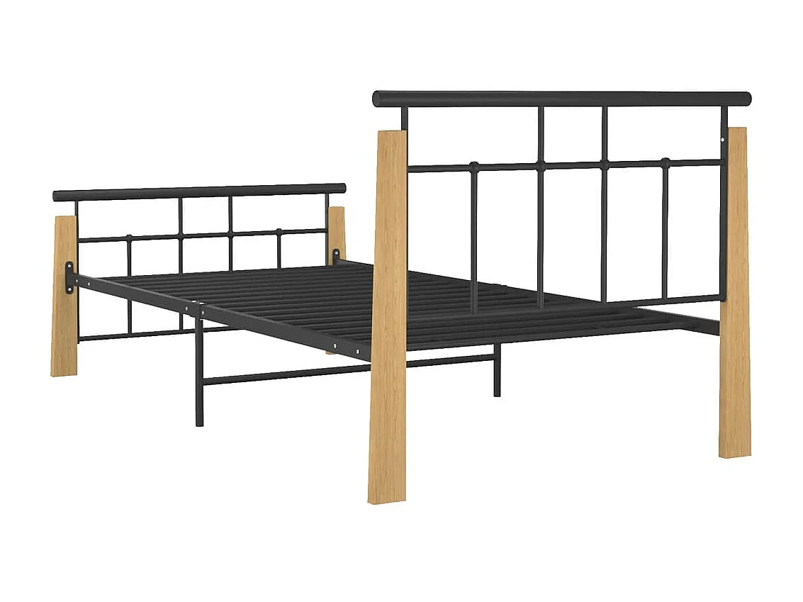 Lit-90x200 cm Métal et bois de chêne massif EGGB82166