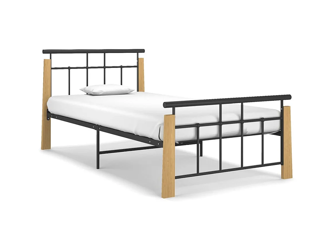 Lit-90x200 cm Métal et bois de chêne massif EGGB82166