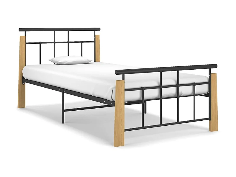 Lit-90x200 cm Métal et bois de chêne massif EGGB82166