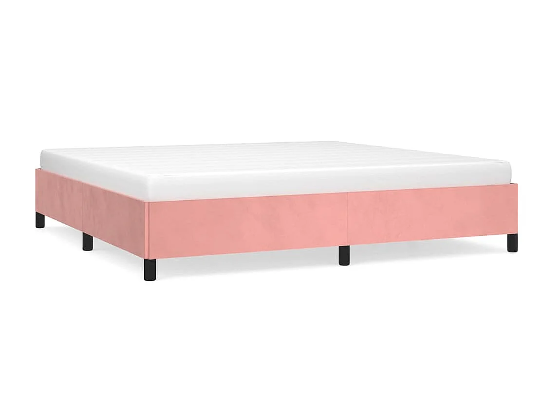 Cama 200x200 cm veludo rosa PT559375