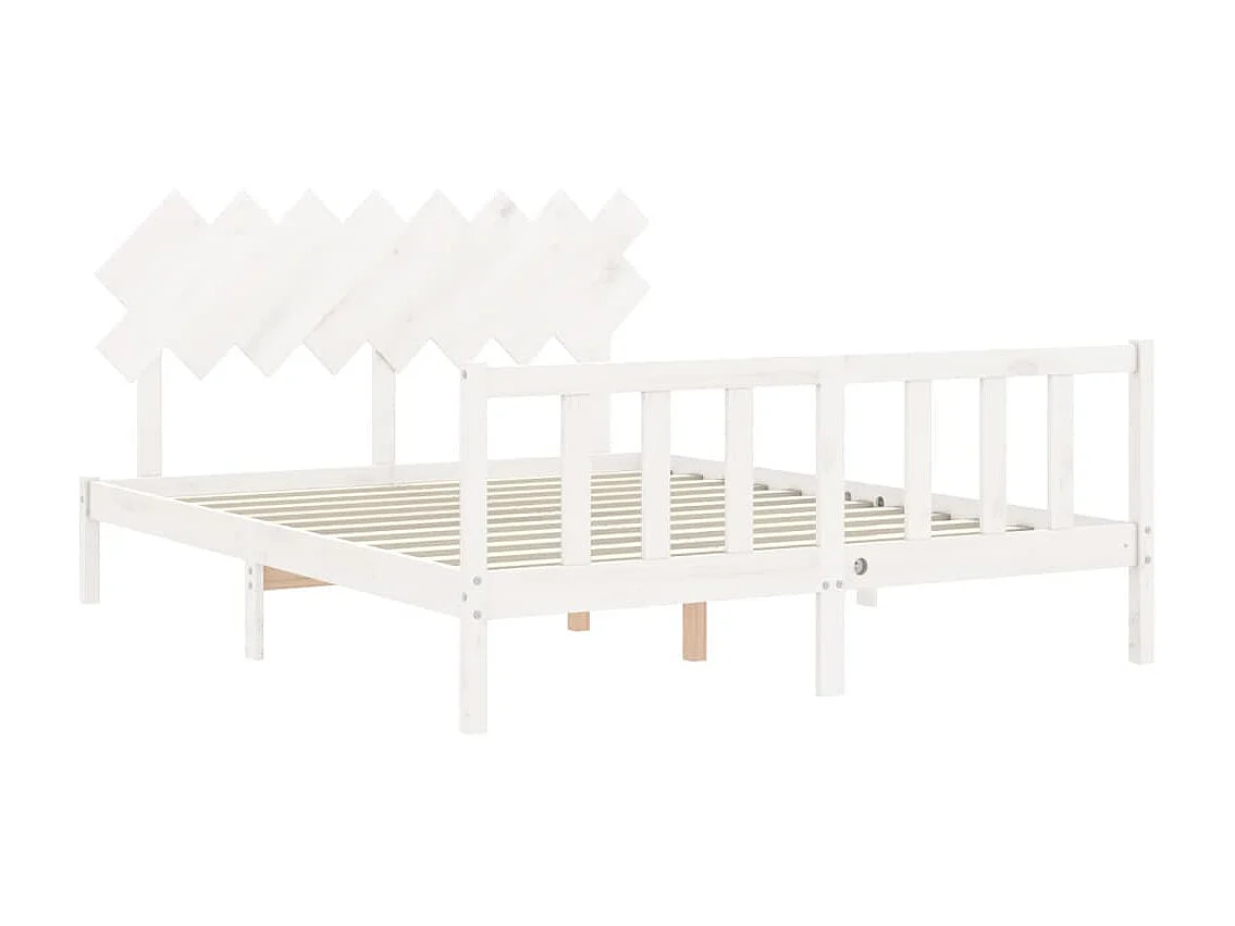 Lit-160x200 cm avec tête de lit blanc bois massif EGGB85808