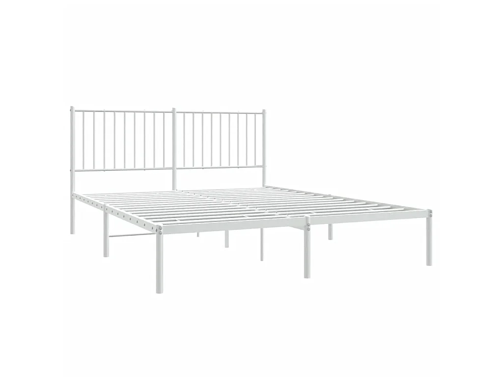 Lit-160x200 cm métal avec tête de lit blanc EGGB72245