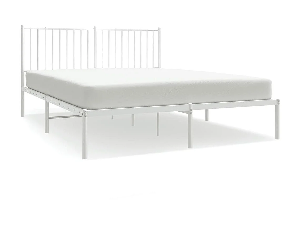 Lit-160x200 cm métal avec tête de lit blanc EGGB72245