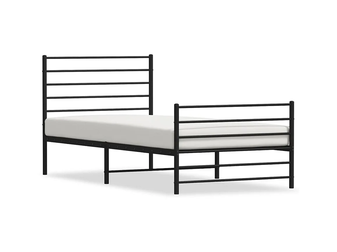 Lit-107x203 cm métal avec tête de lit/pied de lit noir EGGB19531