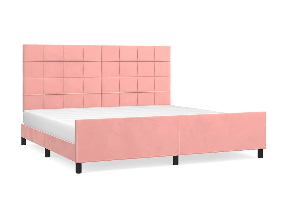 Bedframe met hoofdeinde fluweel roze 200x200 cm NL18007