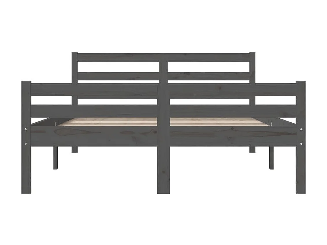 Cama 140x190 cm madeira maciça cinzento PT361554