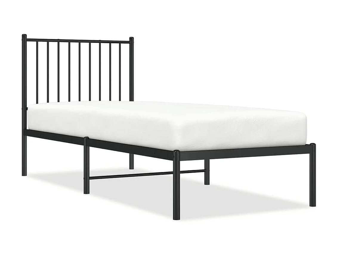 Lit-80x200 cm métal avec tête de lit noir EGGB81613