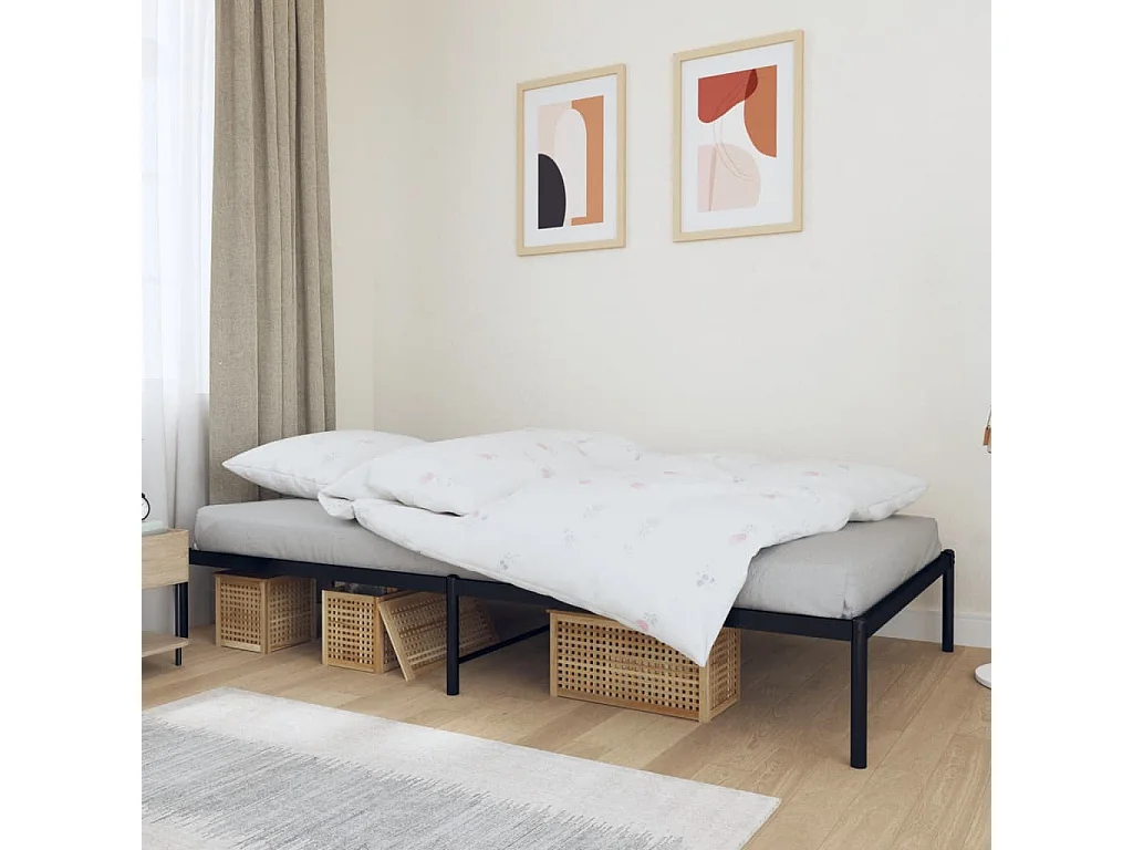 Cama 100x200 cm metal preto PT973047