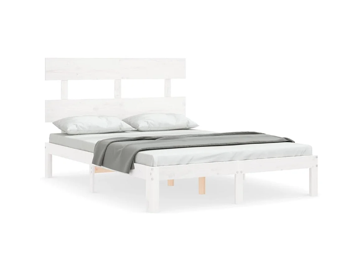 Lit-120x200 cm avec tête de lit blanc bois massif EGGB23163