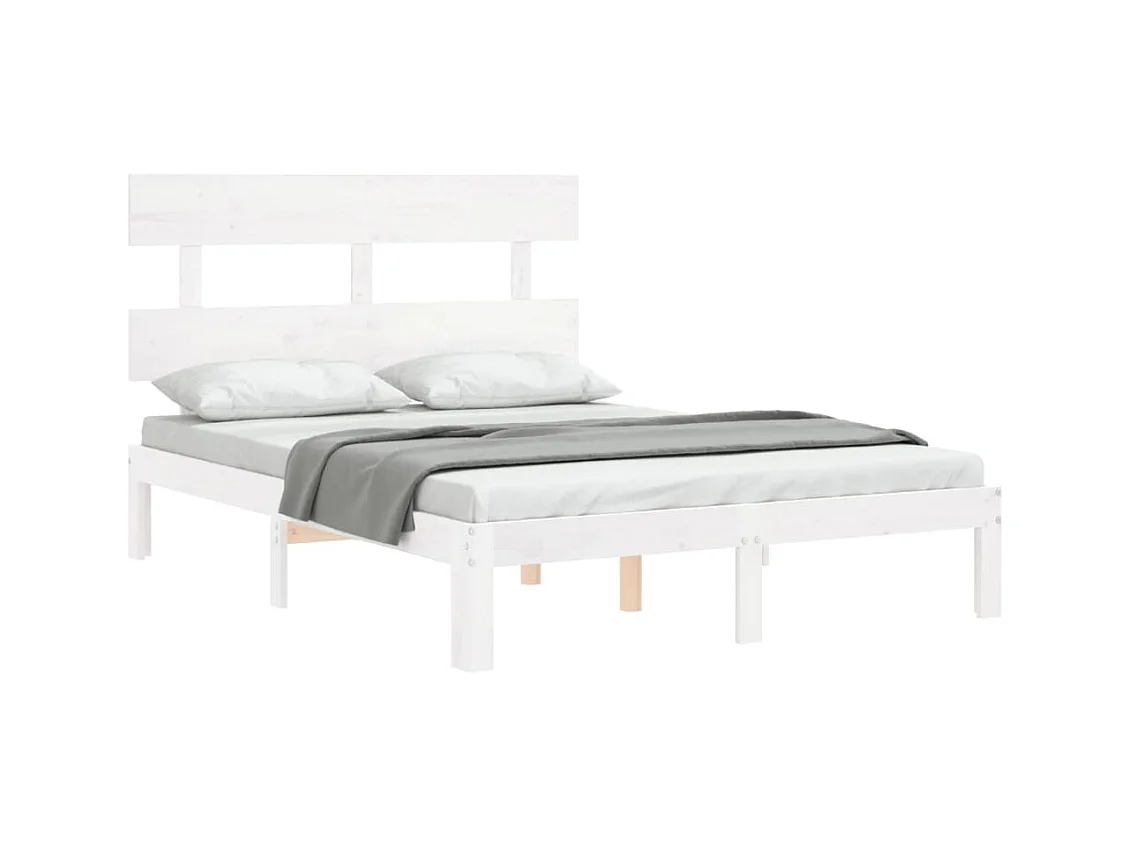 Lit-120x200 cm avec tête de lit blanc bois massif EGGB23163