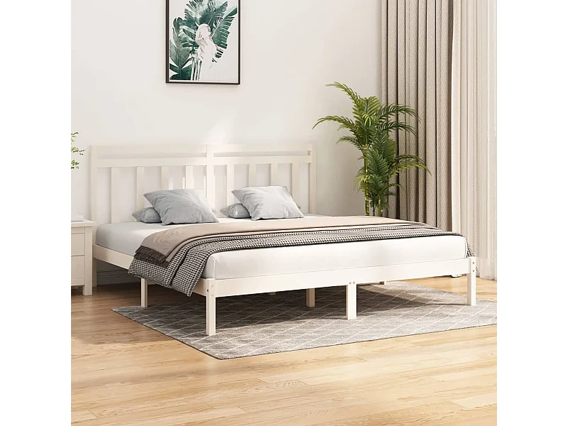 Cama 200x200 cm madeira maciça branco PT709808